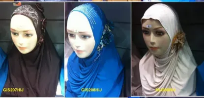 Picture of Arab One Piece Embroidery Muslim Big Hijab Headwear Isl