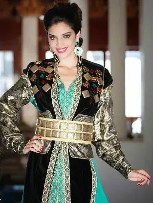 Picture of Designer Embroidered Silk Kaftan Dress for Special Occa