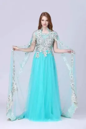 Picture of light blue wedding gown takshita arabian dress net fabr