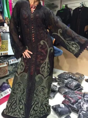Picture of modest maxi gown red georgette kaftan jalabiya jilbab w