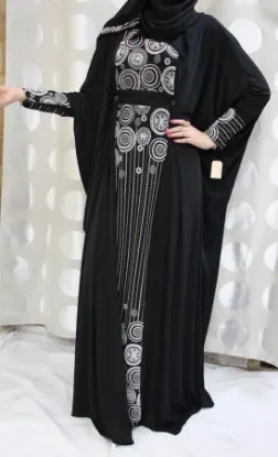 Picture of floor touch black colour night wear maxi dress perfect,