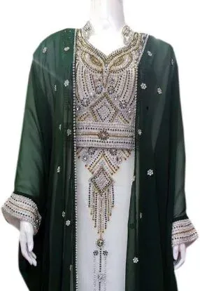 Picture of elegant fancy jilbab arabian modern wedding gown faras,