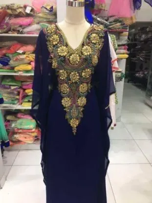 Picture of henna party wear wedding gown for ladies with beautifu,