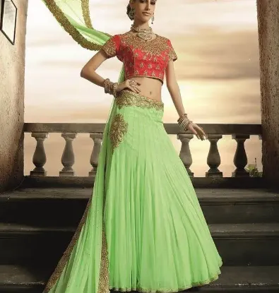 Picture of beautiful bangalore silk bollywood lehenga choli design