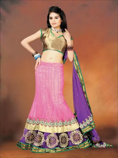 Picture of blue velvet lehenga saree,ghagra choli moviechaniya cho