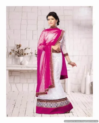 Picture of blue velvet lehenga with pink dupatta,ghagra choli ka v