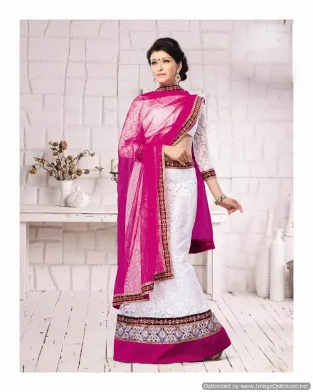 Picture of blue velvet lehenga with pink dupatta,ghagra choli ka v