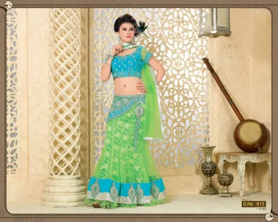 Picture of blue with red lehenga choli readymade indian partywear 