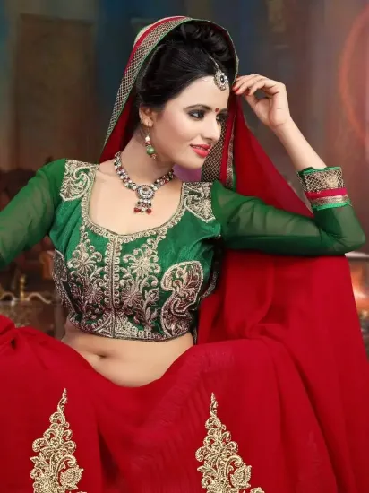 Picture of bollywood indian party wear dress lehenga choli weddin,