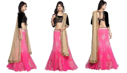 Picture of bollywood indian party wear lehenga lengha choli weddi,