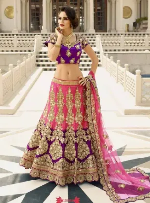 Picture of bollywood pakistani indian floral lehenga dupatta long,