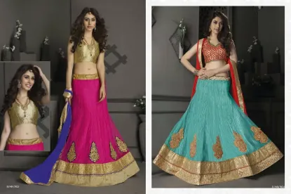 Picture of bollywood partywear designer choli lehenga indian wedd,