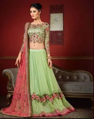 Picture of bollywood wedding wear silk lehenga choli designer pri,