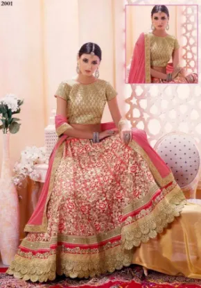 Picture of bridal lehenga blouse,lehenga choli golden colourchani,