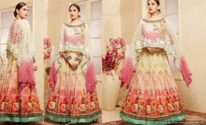 Picture of bridal lehenga golden,lehenga choli kurtichaniya choli,