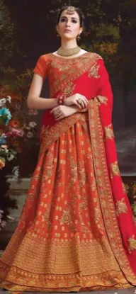 Picture of bridal lehenga makeup,lehenga choli styleschaniya chol,