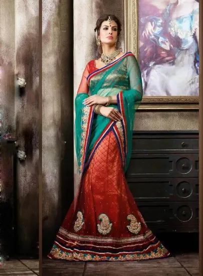 Picture of bridal lehenga rent,lehenga choli with coatchaniya chol