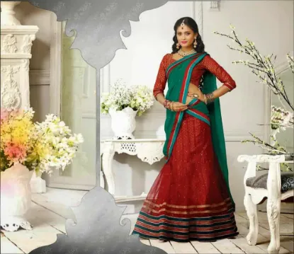 Picture of bridal lehenga upto 30000,wearing a saree lehenga style