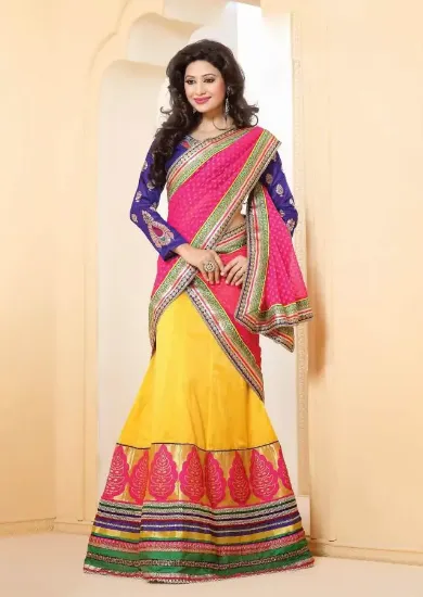 Picture of bridal lehenga yellow,lehenga choli size 50chaniya chol