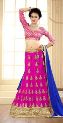 Picture of bridal wedding ceremony lehenga choli indian green silk