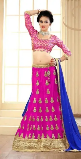 Picture of bridal wedding ceremony lehenga choli indian green silk