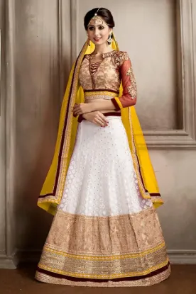 Picture of bridal wedding lehenga choli indian designer white silk