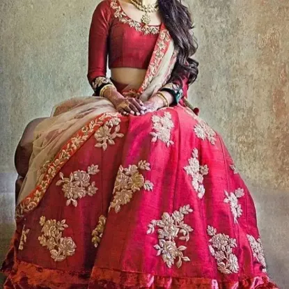 Picture of bridal wedding lehenga cholli designer embroidered leh,