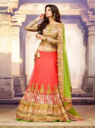 Picture of buy pakistani bridal lehenga,3/4 lehengachaniya choli,c