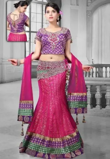 Picture of chaniya choli color combination,lehenga saree greenchan