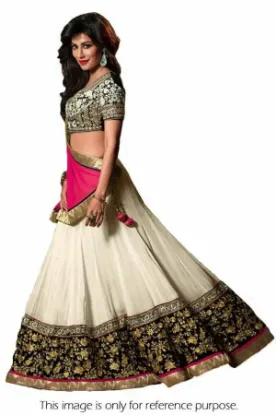 Picture of chaniya choli design with beach dress,lehenga saree in 