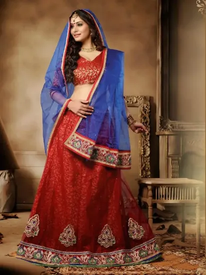 Picture of chaniya choli style saree,lehenga saree wearing stylech