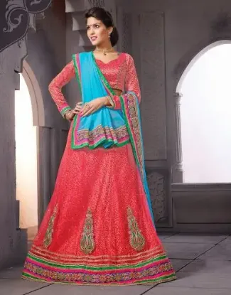 Picture of chaniya choli wearing style,lehenga saree 500chaniya ch