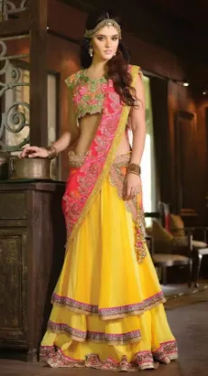 Picture of chaniya choli with beach dress,lehenga saree for fatcha