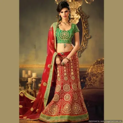 Picture of chaniya choli with silk dupatta,lehenga saree for recep