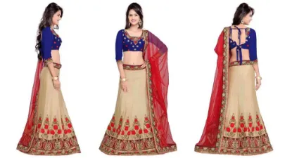 Picture of choli silk tussar long choli blouse lehenga saree shie,