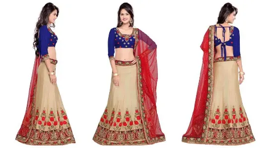 Picture of choli silk tussar long choli blouse lehenga saree shie,