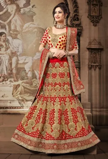 Picture of designer bridal party wedding wear indian choli leheng,