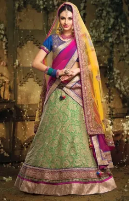 Picture of designer embroidery work saree lehenga traditional sari