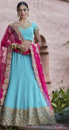 Picture of designer party wear wedding indian pakistani lengha bo,