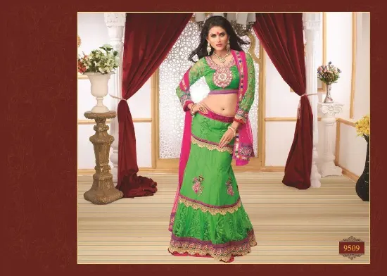 Picture of designer velvet lehenga choli maroon indian ethnic bri,