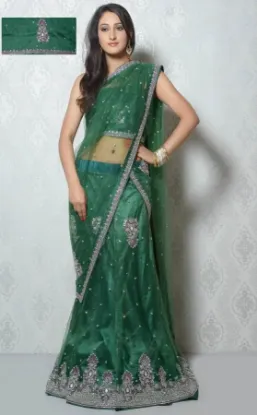 Picture of elegant olive green stylish piece tusser silk ethnic in