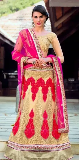 Picture of embroidered art silk lehenga in navy blue wedding even,