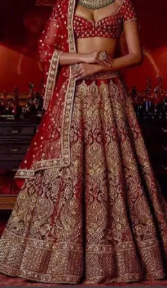 Picture of embroidered circular pink lehenga choli set designer en