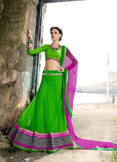 Picture of embroidered designer blue lehenga choli indian wedding 