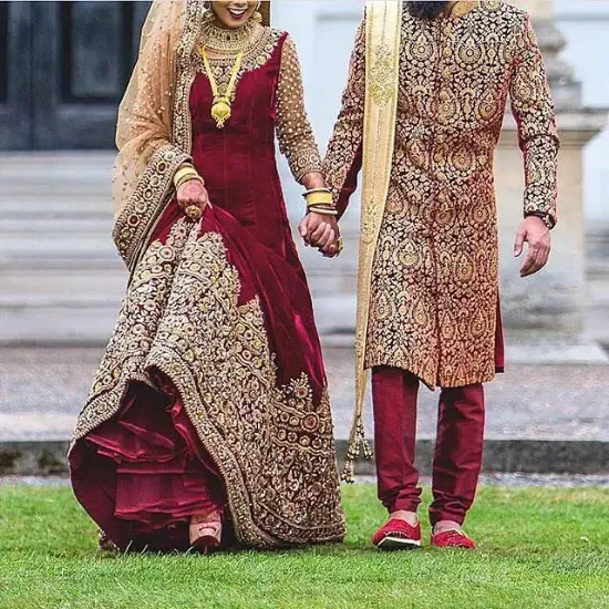 Picture of embroidered silk engagement bridal wedding ethnic wear,