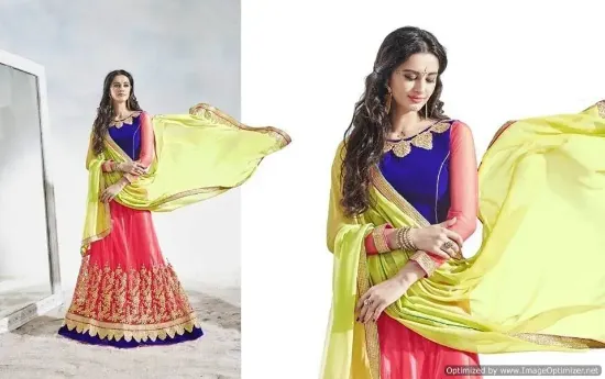 Picture of ethnic bollywood designer pakistani lehenga choli indi,