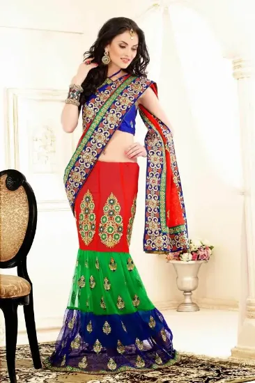 Picture of ethnic designer party wear saree indian wedding sari b,