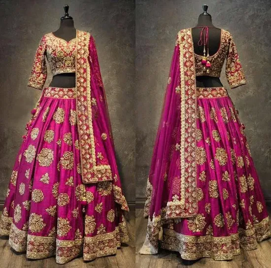 Picture of ethnic dress indian wedding reception hand work bridal,