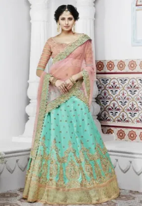 Picture of events festive party wear parrot green lehnga indian p,