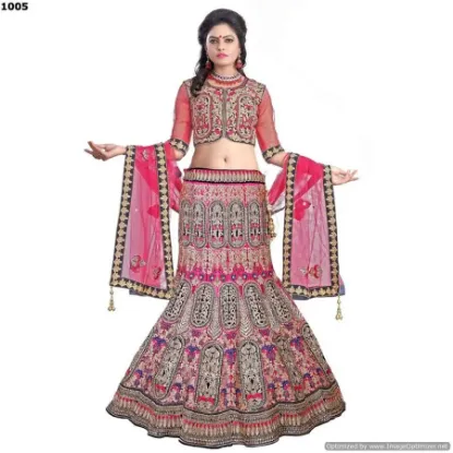 Picture of events festive party wear parrot green lehnga indian pa